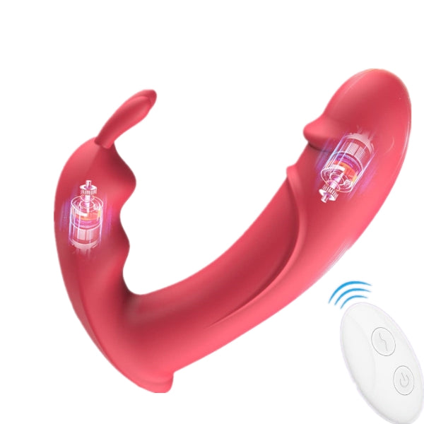 2-in-1 Rabbit Ear Clit Stimulator Wearable Panty Vibrator-EROSREALM