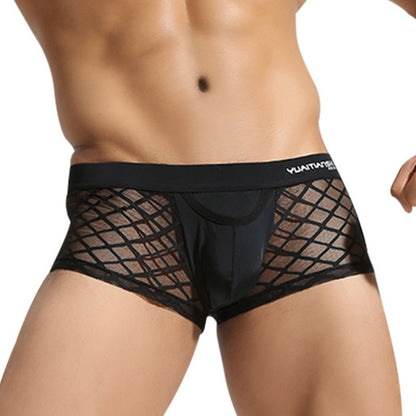 Large Size Breathable Sexy Nylon Mesh U Convex Underwear-EROSREALM