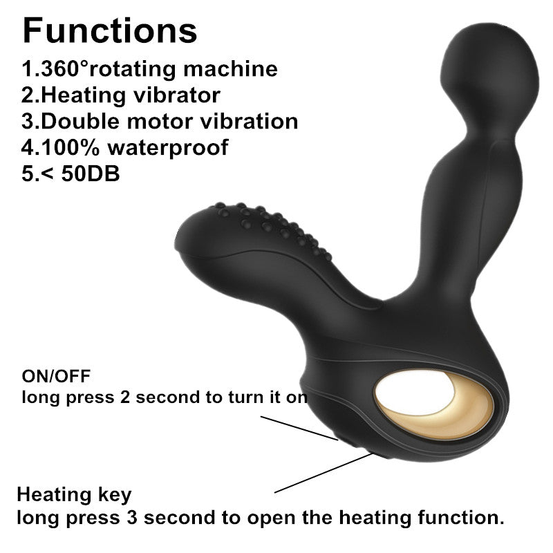 10 Speeds 360 Degree Rotating Heating Prostate Massager Anal Plug Vibrator With Remote Control-EROSREALM