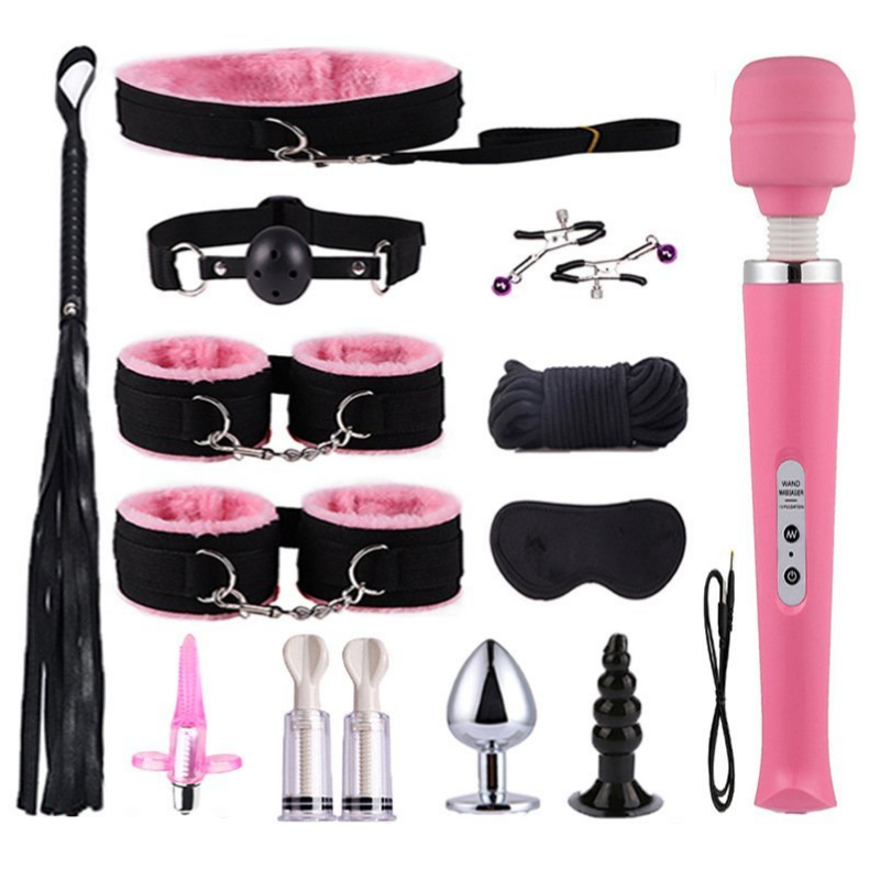 12 PCS Sm Bondage Set with Wand Vibrator-EROSREALM