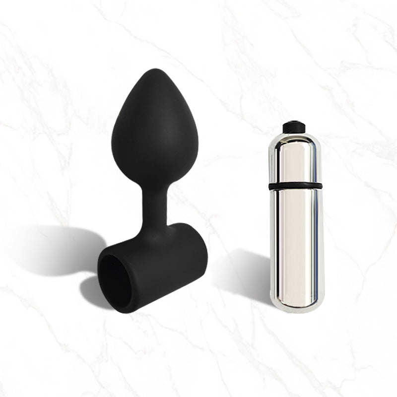 Silicone Anal Plug with Vibrating Bullets-EROSREALM