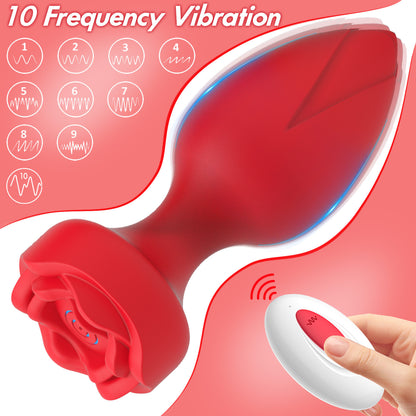 Rosebud App Remote Control 10 Frequency Vibration Rose Anal Vibrator-EROSREALM