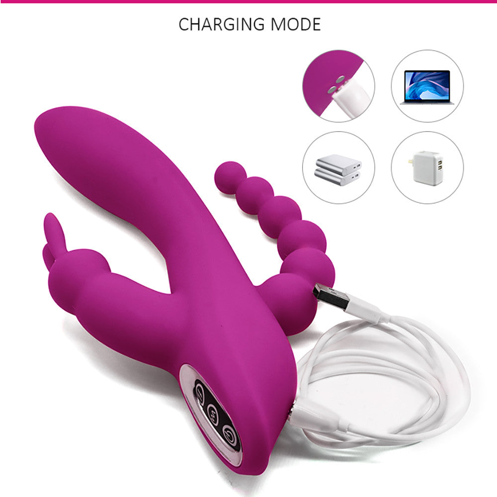 G Spot Dildo Rabbit Vibrator 3-in-one function Vibration Waterproof-EROSREALM