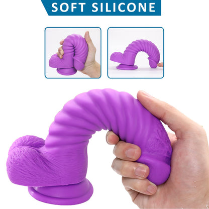 8 Inches Realistic Dildo For Women Ribbed-anal Dildo With Strong Suction Cup-EROSREALM