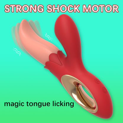 Multiple Frequency Conversion Sucking / Tapping Rose Tongue-licking Vibrator-EROSREALM