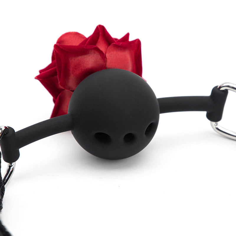 Silicone Breathable Rose Ball Gags. Rose Toy for Couples-EROSREALM