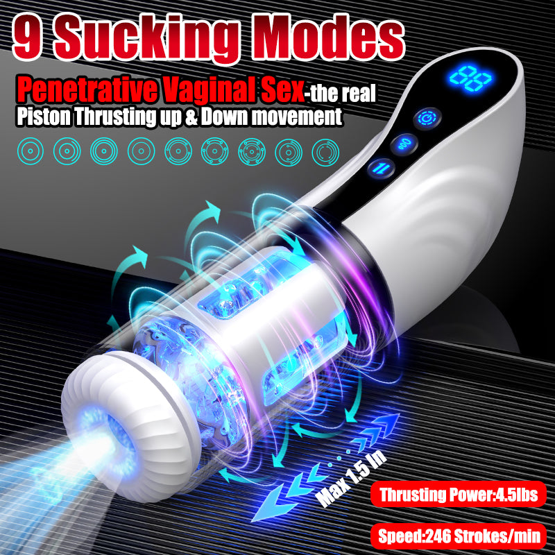 3-in-1 Thrusting Rotating Sucking Deep-throat Male Masturbator-EROSREALM