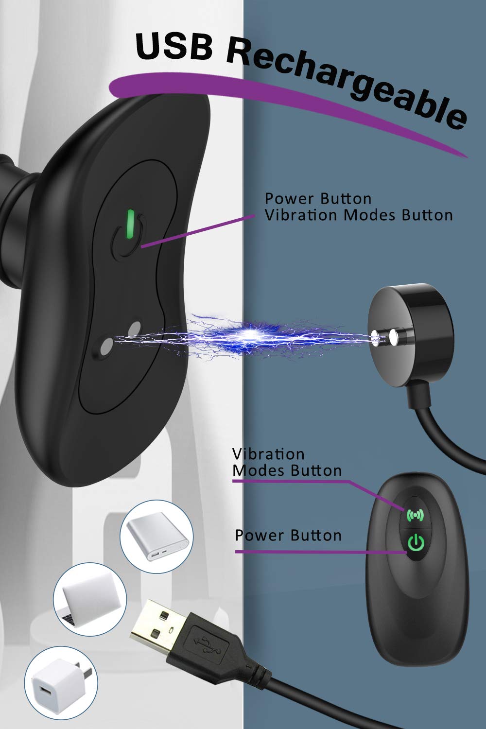 Vibrating Butt Plug. Silicone Rechargeable Anal Vibrator-EROSREALM