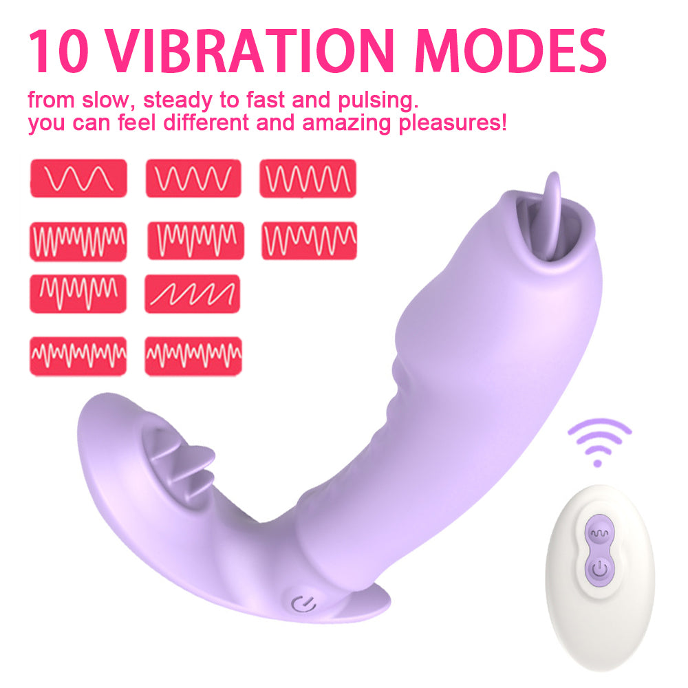 Remote Control Wearable Tongue Licking Panties Vibrator-EROSREALM