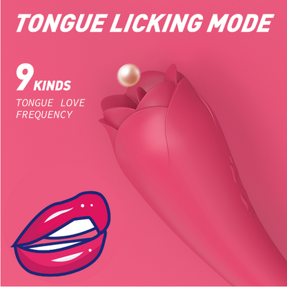 Rose Wand Massager USB Rechargeable Rose Toy with Tongue-EROSREALM