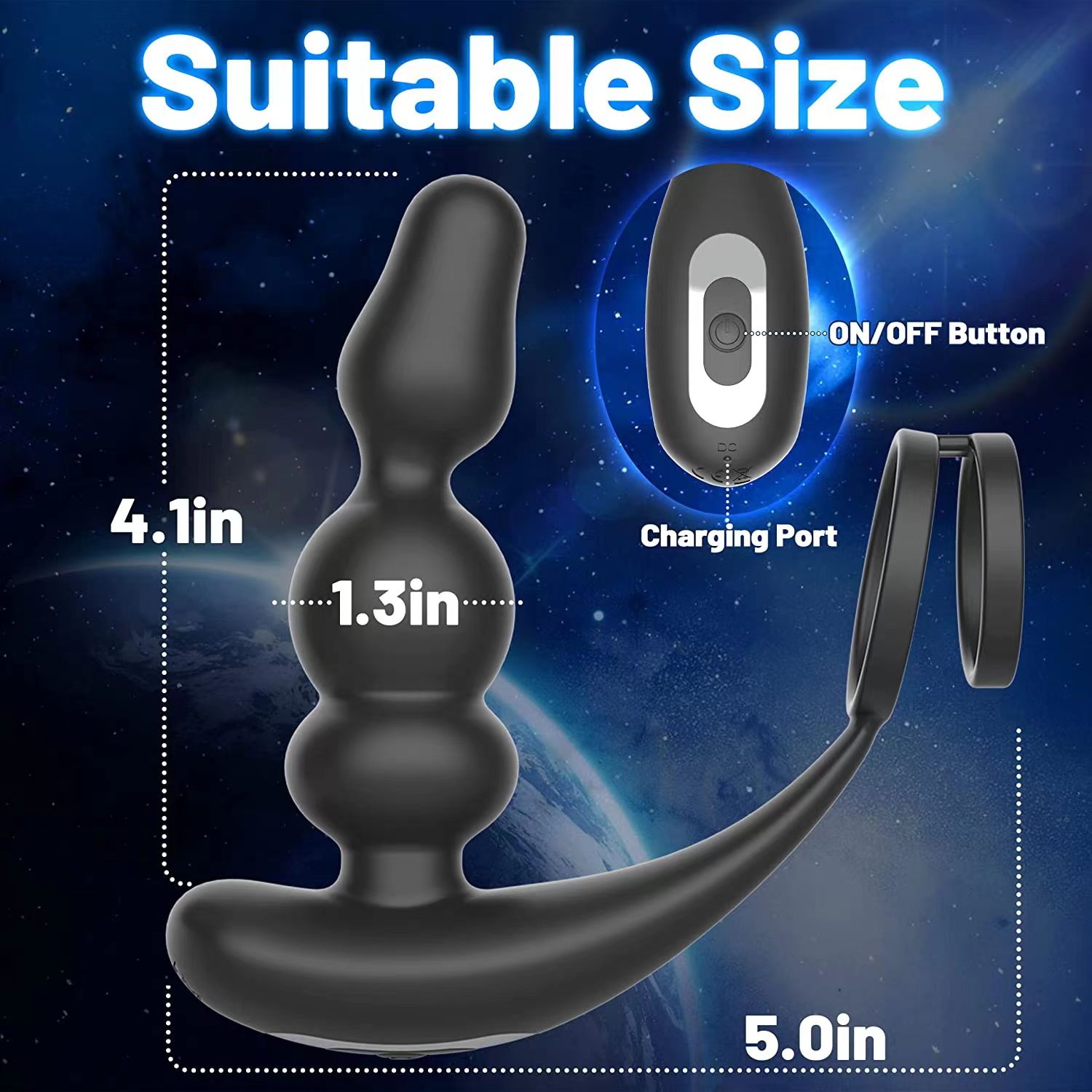 Wireless Remote Control 360° Rotatary Prostate Vibrator With Dual Rings-EROSREALM