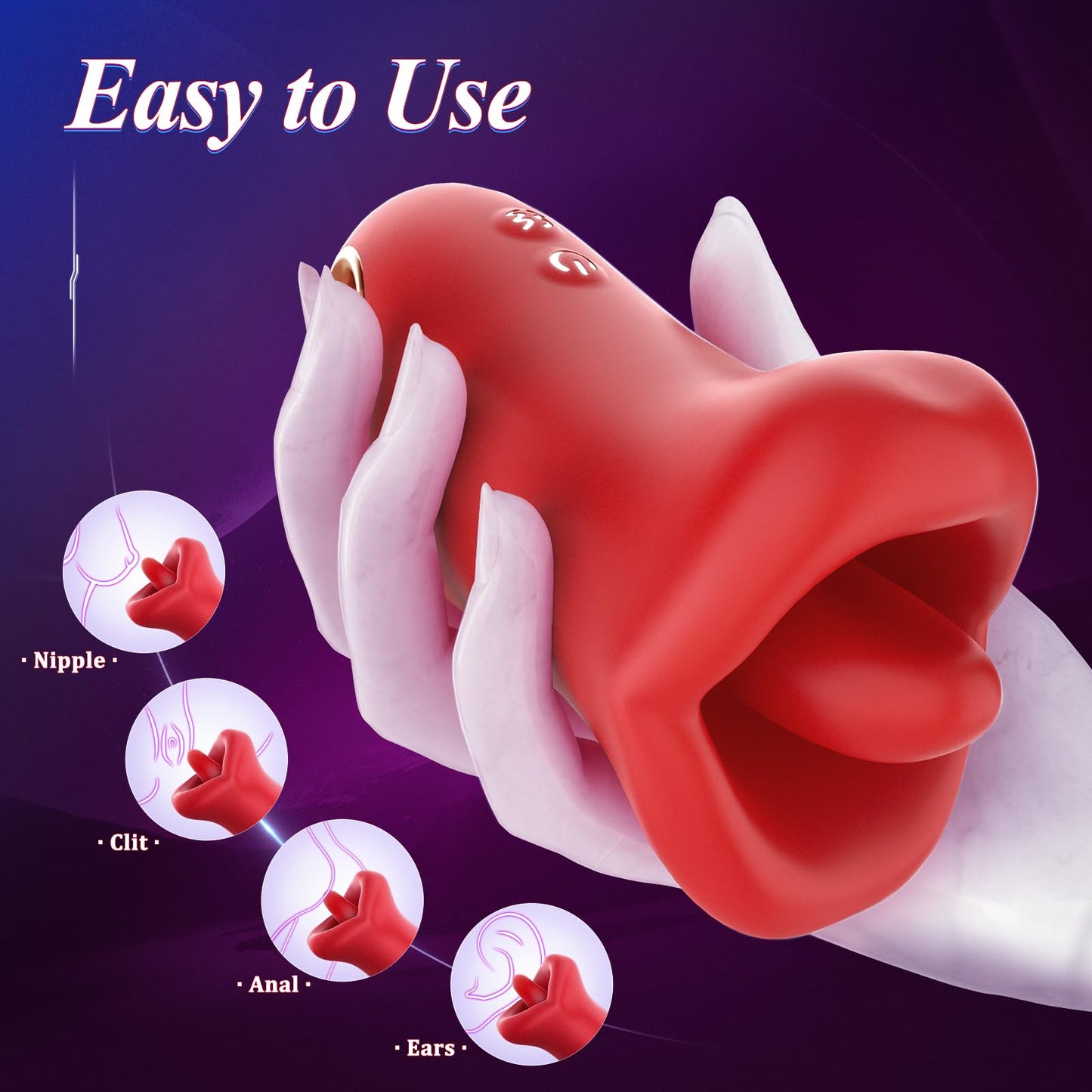 Handheld Rose Nibbler Bitting & Tongue Swinging Vibrator-EROSREALM