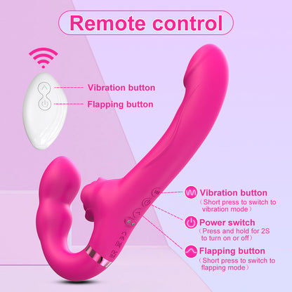 3-in-1 Rose Clit Stimulator Dual Motor Shock Panty Vibrator-EROSREALM