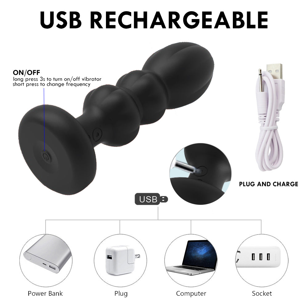 Thrusting Butt Plug Vibrator Dildo Anal Plug Male Masturbator Prostate Massager-EROSREALM