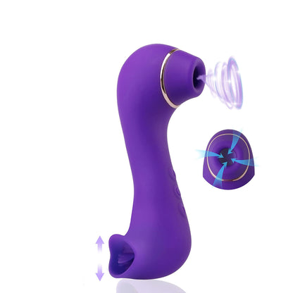 Clitoral Sucking & Licking G Spot Vibrator for Double Stimulation. Clit Tongue Stimulator Vaginal Breast Nipple Massager-EROSREALM