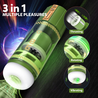 3-in-1 Thrusting Rotating Vibrating Male Penis Stroker-EROSREALM