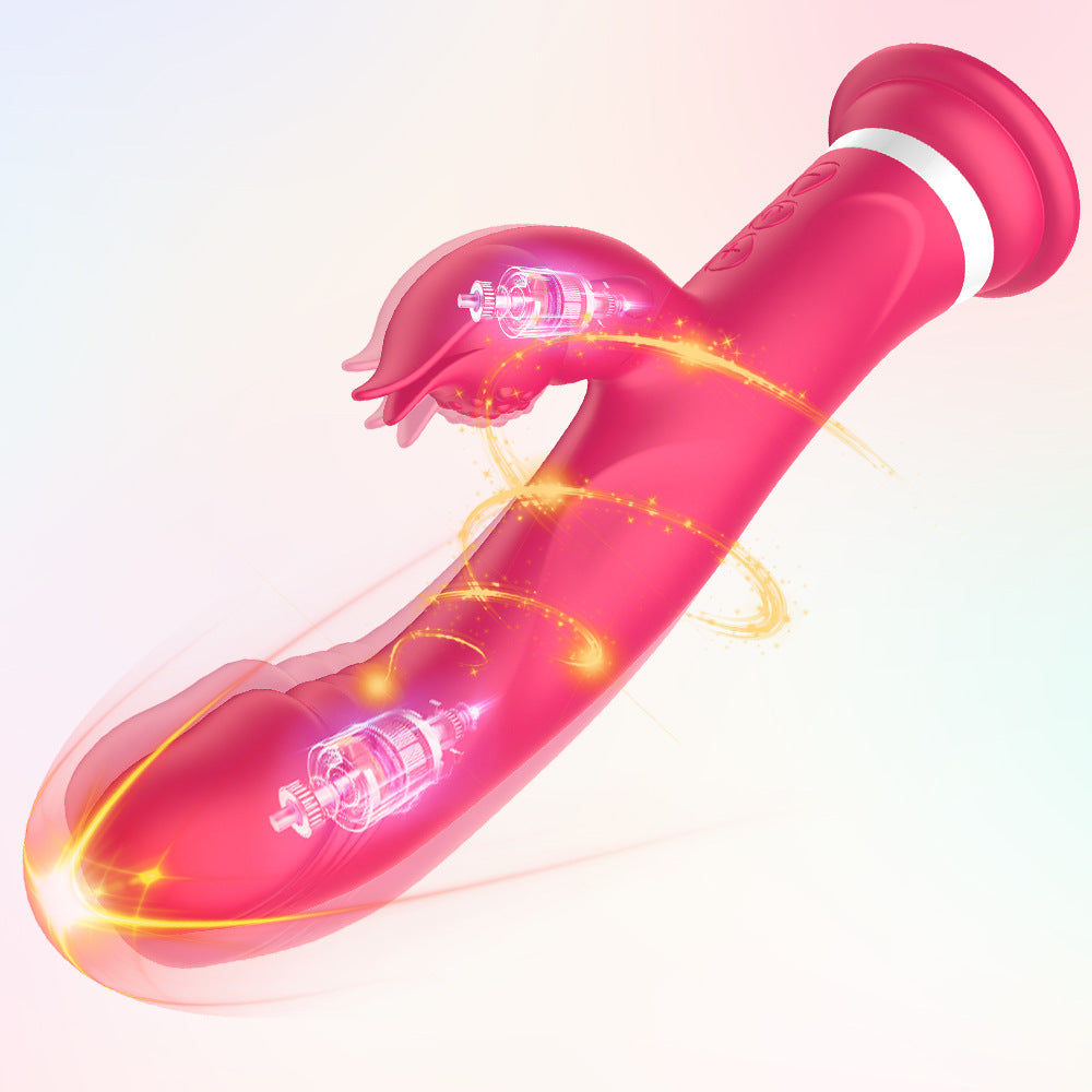 Heating Rabbit Dildo Vibrator With Suction Cup-EROSREALM