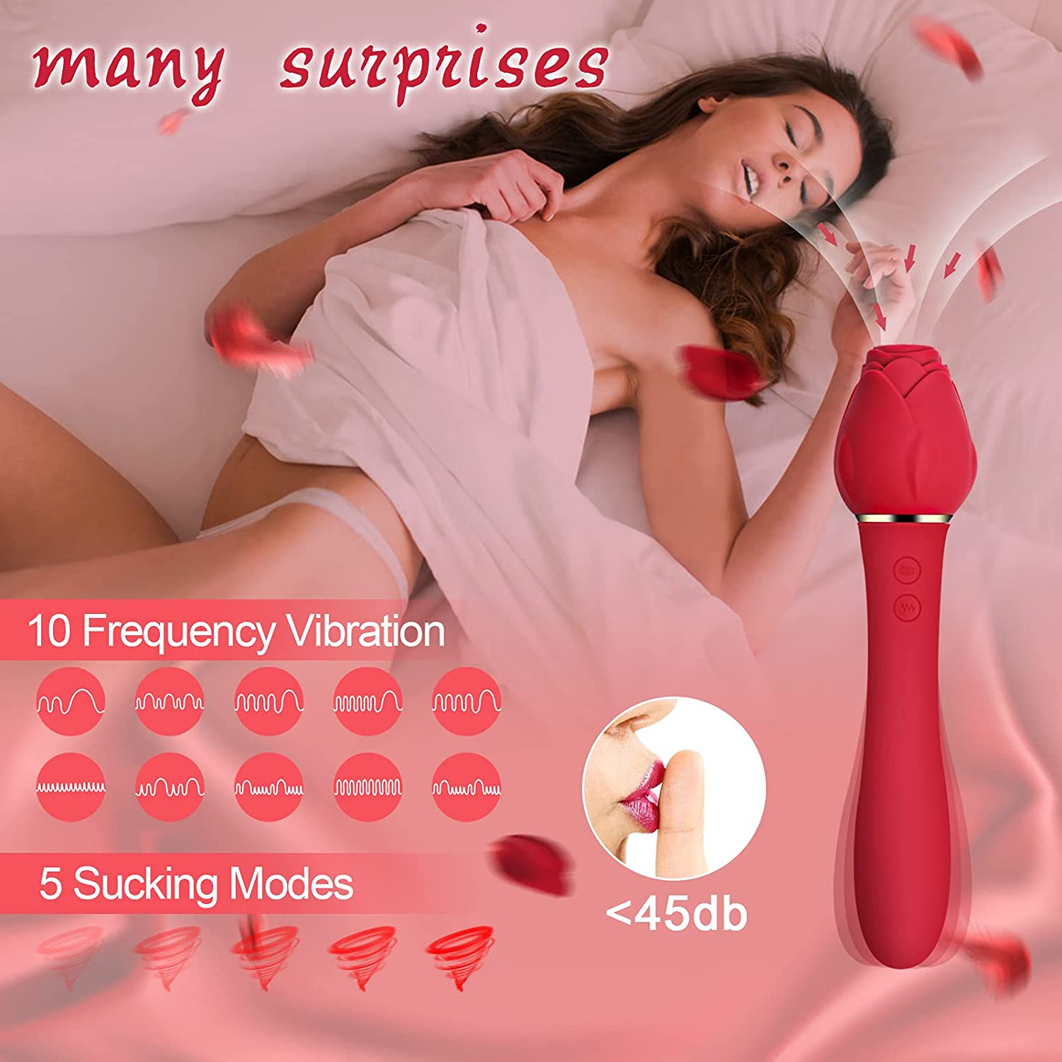 Rose Wand Massager with Clit Sucking Vibrator-EROSREALM