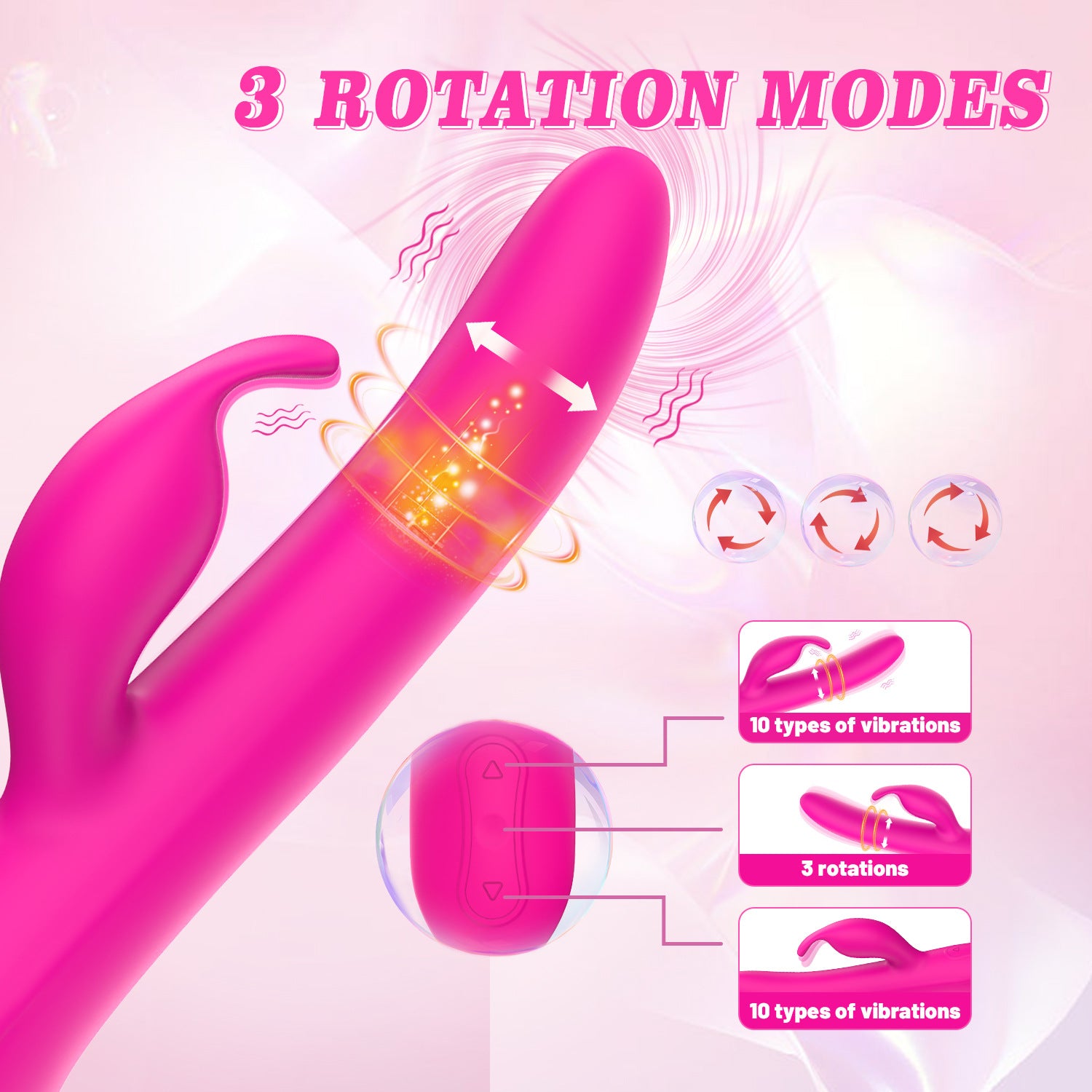 2-in-1 Rotating Strong Shock Rabbit Vibrator-EROSREALM