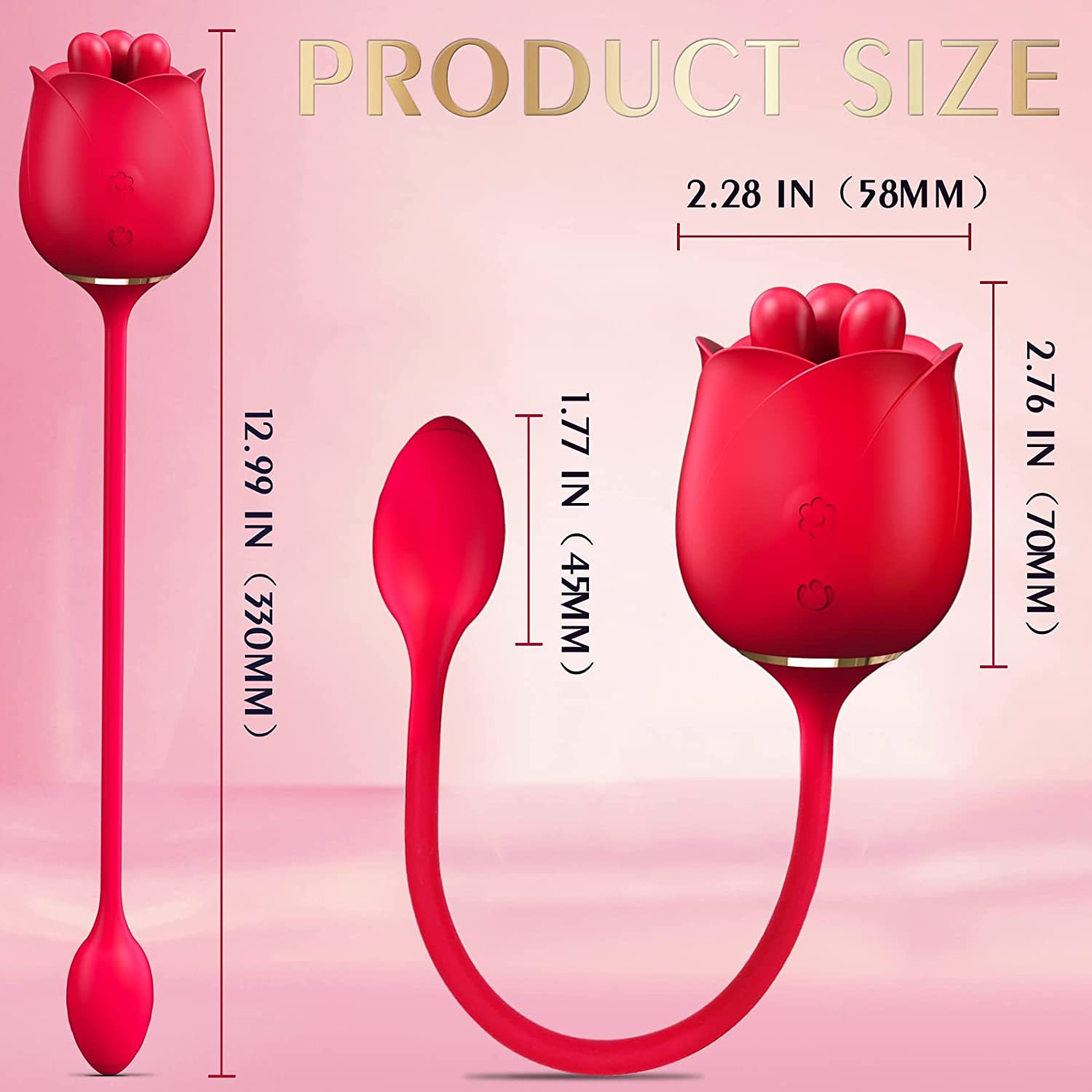 S475-3 Three Pistils Rose Toy With Vibrating Bud-EROSREALM