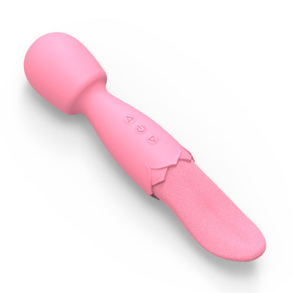 2-in-1 Double Ended Tongue-licking Wand Vibrator-EROSREALM