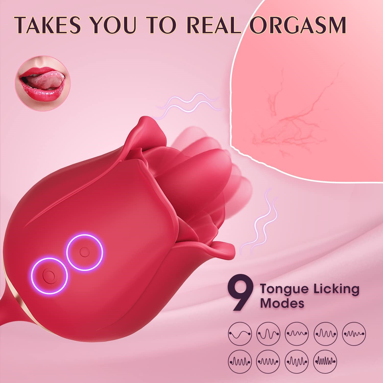 3in1 Tongue Licking Thrusting Vibrating Rose Extender-EROSREALM