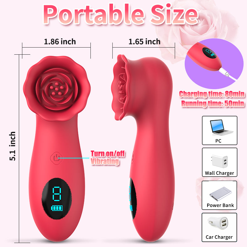 Lcd Display 9 Tapping Modes Rose Clit Vibrator-EROSREALM