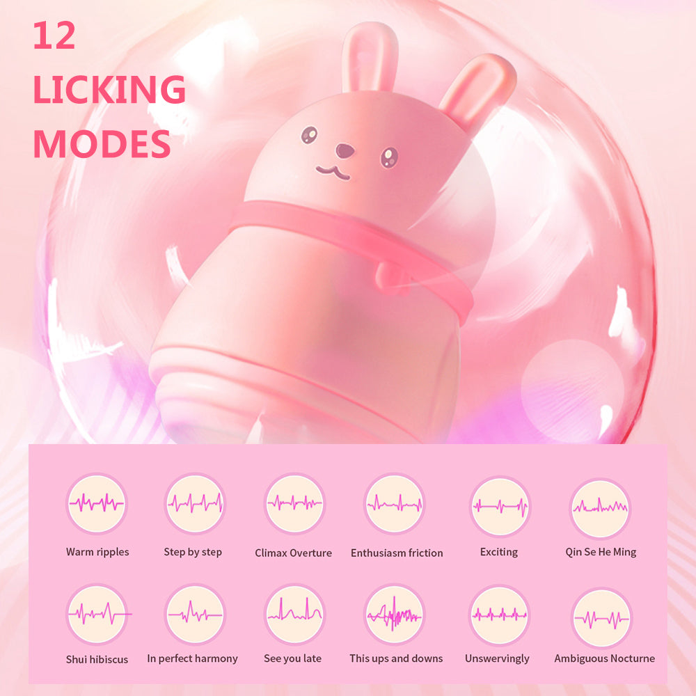 Cute Rabbit Tongue Licking Vibrators Clitoris Anal Nipple Stimulator-EROSREALM