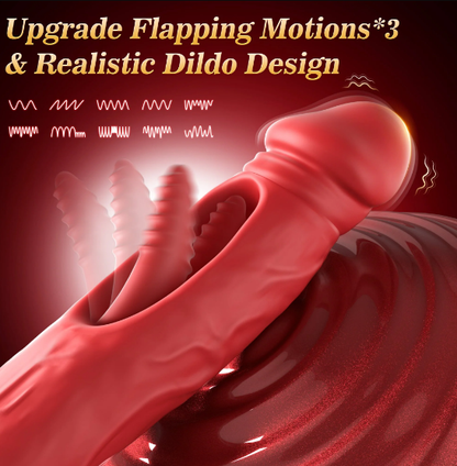 2024 Rose Flapping & Realistic Dildo Vibrator And Clitoral Moisture Blower-EROSREALM