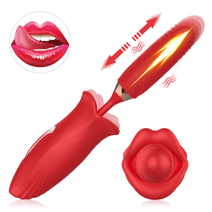 Rose Pistil Kiss - Bitting Clit Stimulator & Telescopic Vibrator-EROSREALM