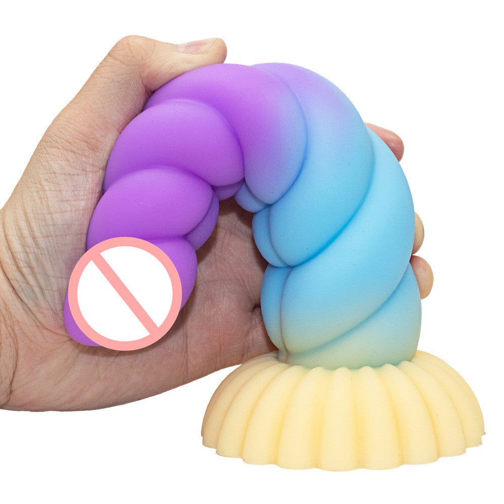 Colorful Braid Dildo Vibrator Liquid Silicone Anal Plug-EROSREALM