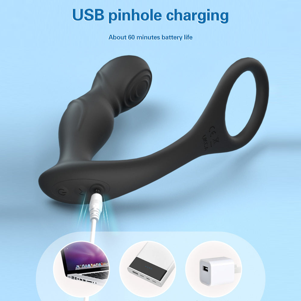 10 Speeds Prostate Massager Anal Vibrator Delay Ejaculation Ring Anus Plug-EROSREALM