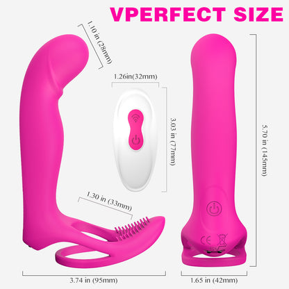 Remote Control Vibrating Strap on with Penis Rings for Couples-EROSREALM