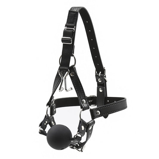 Silicone Mouth Gag Head Harness with Nose Hook-EROSREALM