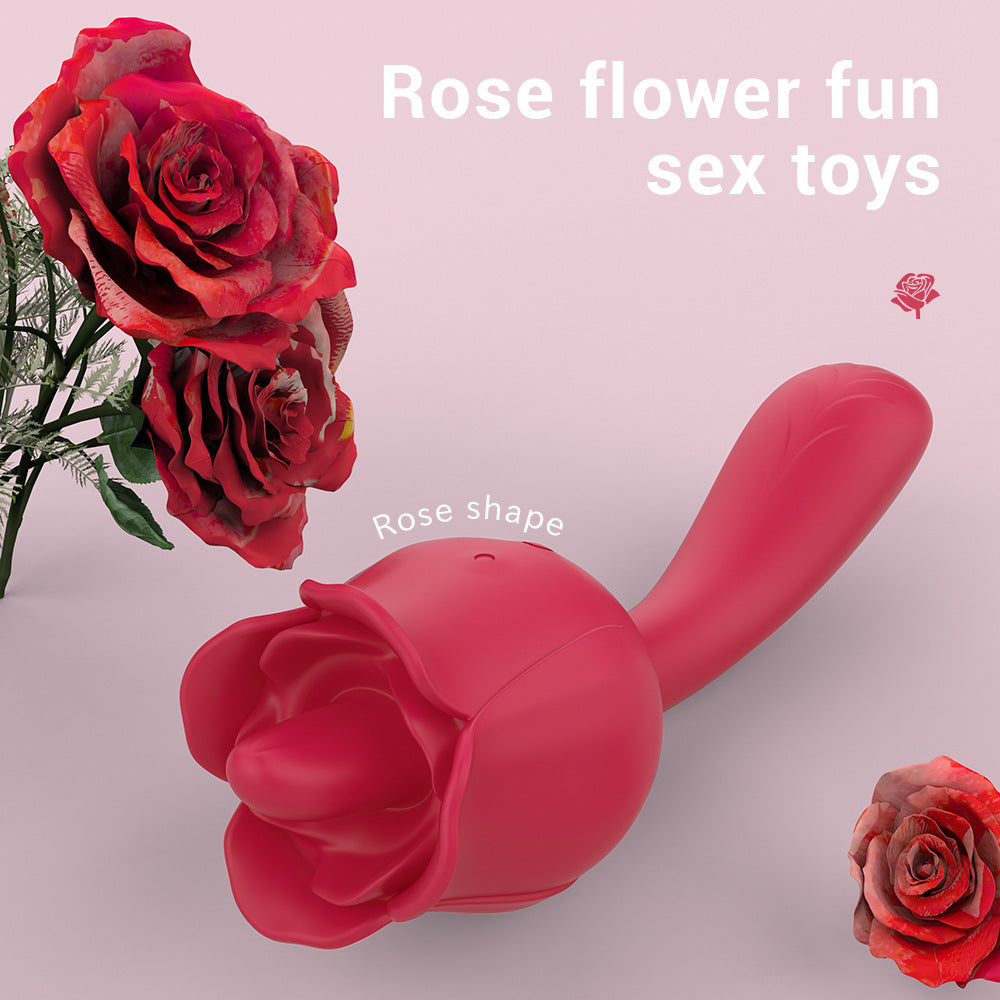 Rose Vibrator Clitoral/G Spot Vibrator with Tongue-EROSREALM