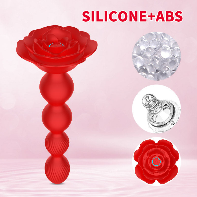 Wireless Remote Control Swinging Rose Anal Beads Vibrator-EROSREALM