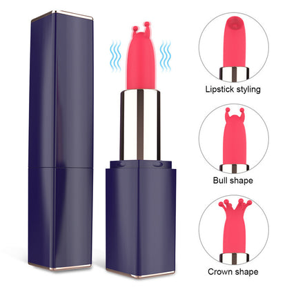 Rechargeable Multi Frequency Vibrating Lipstick Mini Egg Jumping Convertible-EROSREALM