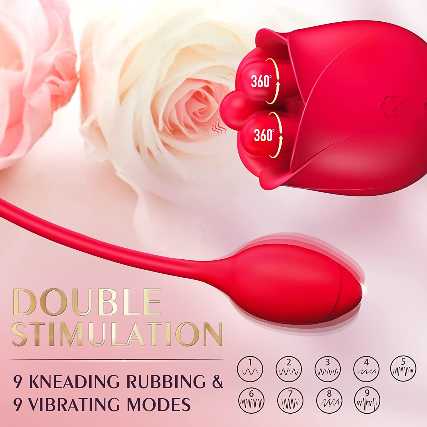 S475-3 Three Pistils Rose Toy With Vibrating Bud-EROSREALM