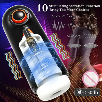 6 In 1 Automatic Telescopic Suction Heating Voice Masturbation Cup Auto Sucker for Men-EROSREALM