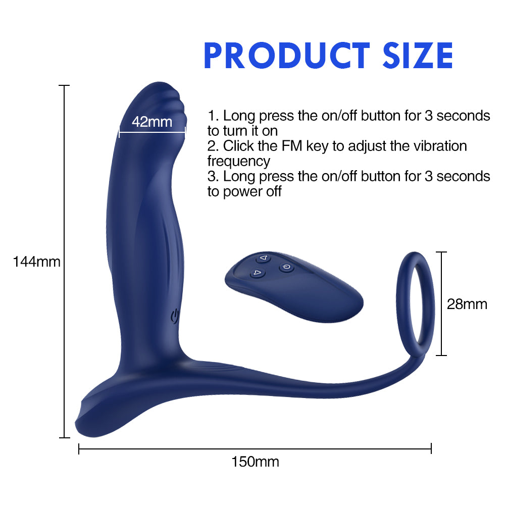 Male Prostate Massage Anal Plug Vibrator With Penis Ring-EROSREALM