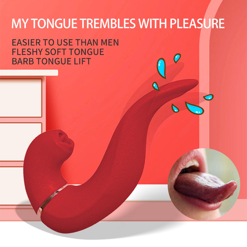 2-in-1 Sucking Tongue Licking Vibrator In Red-EROSREALM