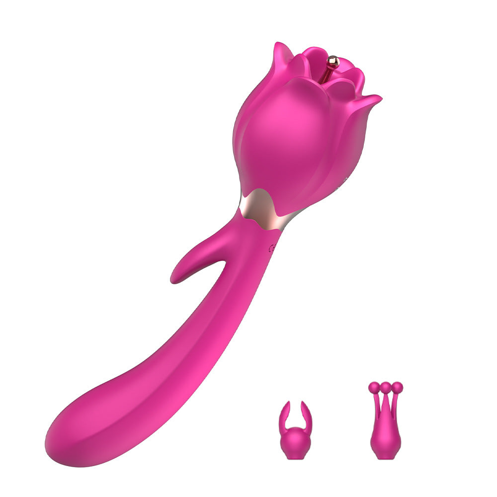 Rose Toy Vibrator G-spot Clitoris Stimulator with Attachments-EROSREALM