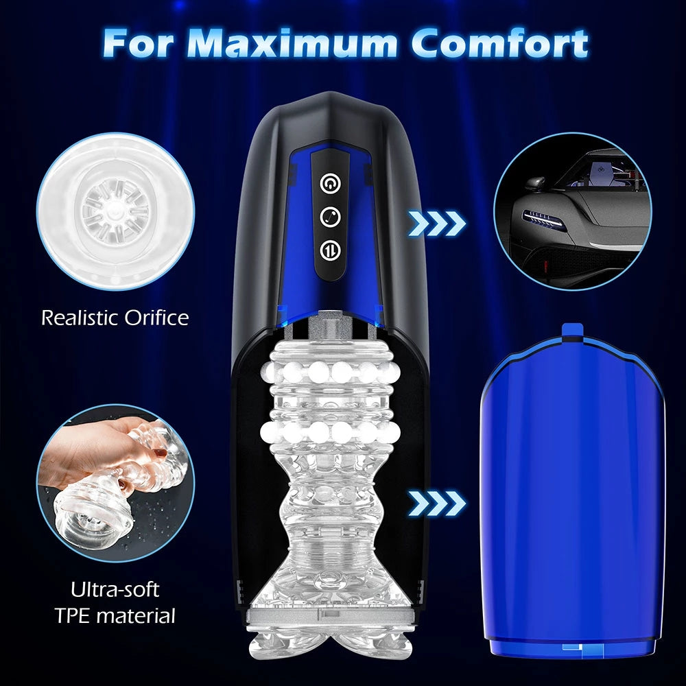 Automatic Bead Rotating Telescopic Interactive Masturbation Cup-EROSREALM