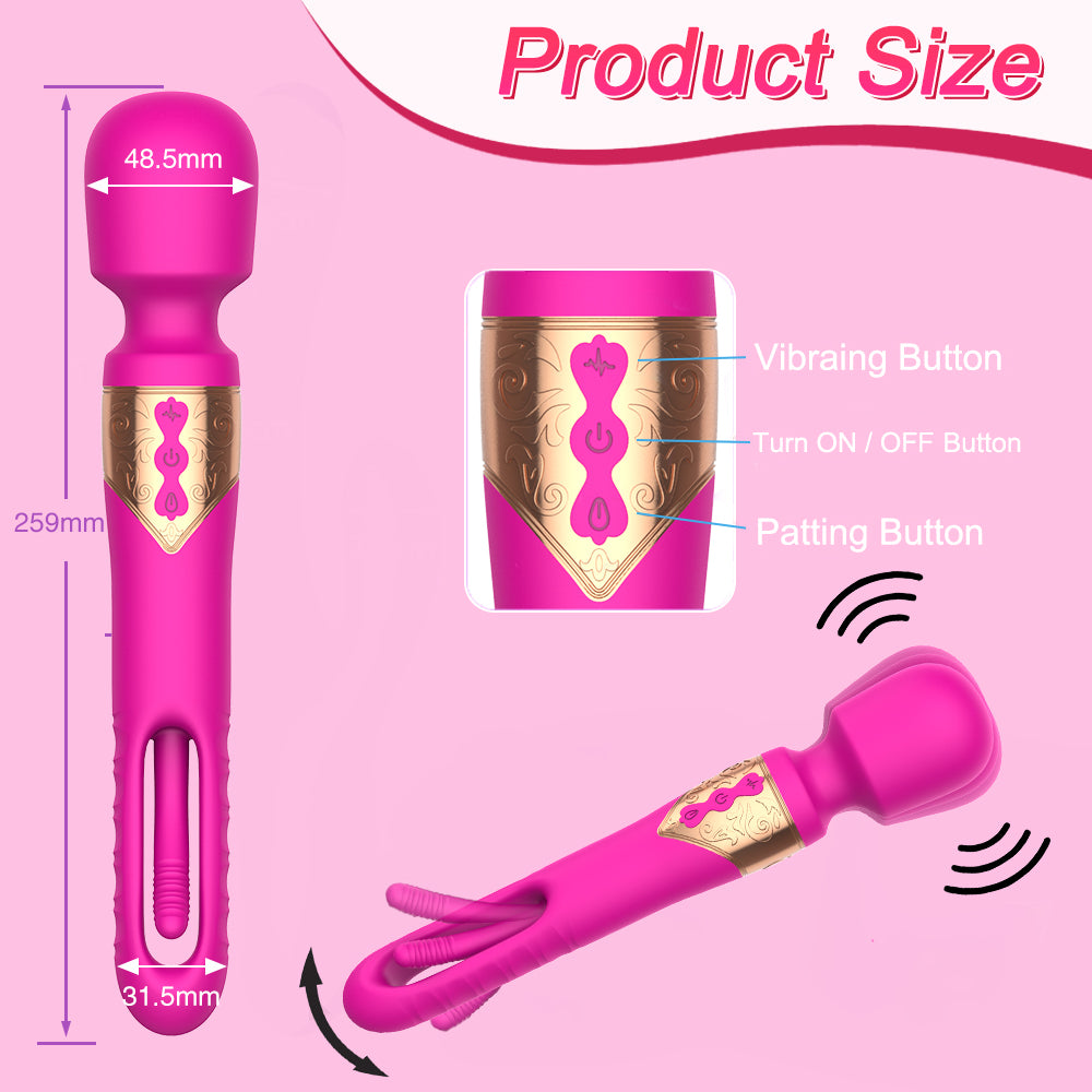 Ellie Flicker 2-in-1 Finger-slapping Wand Vibrator-EROSREALM