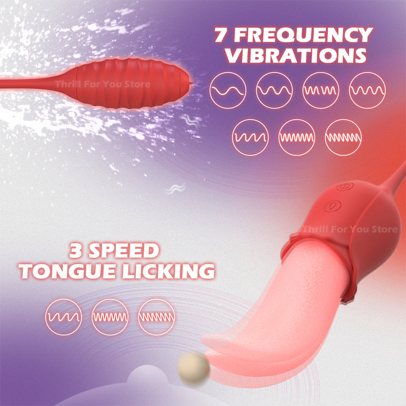 Mia 2-in-1 Upgraded Tongue-licking Rose Toy With Licking Bullet Vibrator-EROSREALM