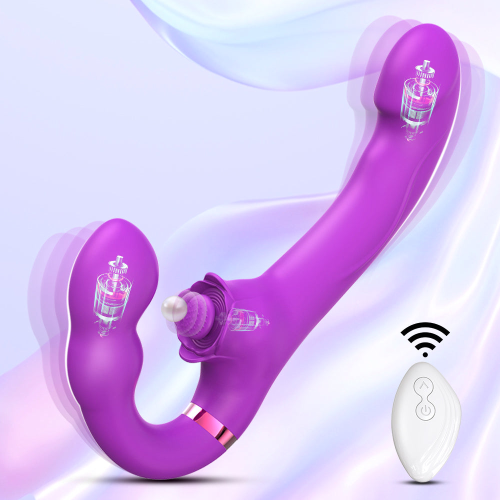 3-in-1 Rose Clit Stimulator Dual Motor Shock Panty Vibrator-EROSREALM