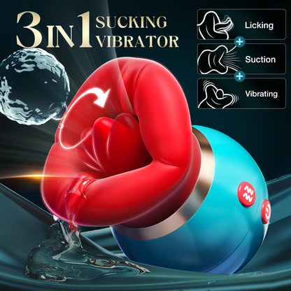 3in1 App Remote Control Big Mouth Vibrator With 360° Tongue Licking & Sucking & Vibrating-EROSREALM