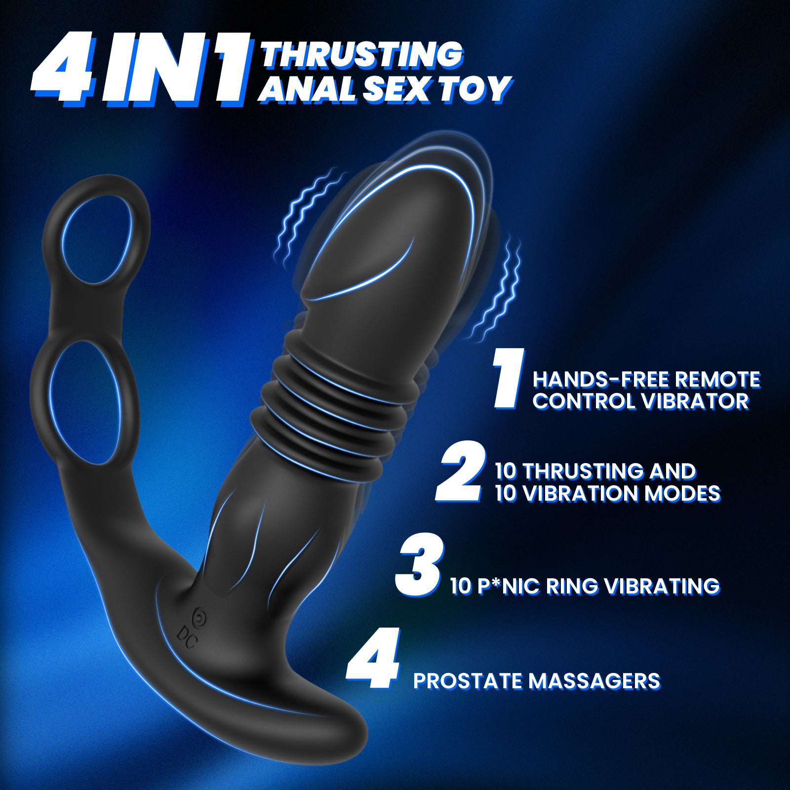 2-in-1 Retractable Prostate Vibrator With Double Rings-EROSREALM