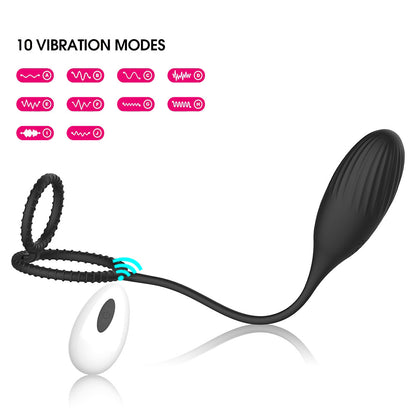 Wireless Remote Control Egg Vibrator With Penis Rings-EROSREALM