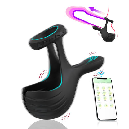 App Remote Control Vibrating Testicle Massager & Penis Ring-EROSREALM